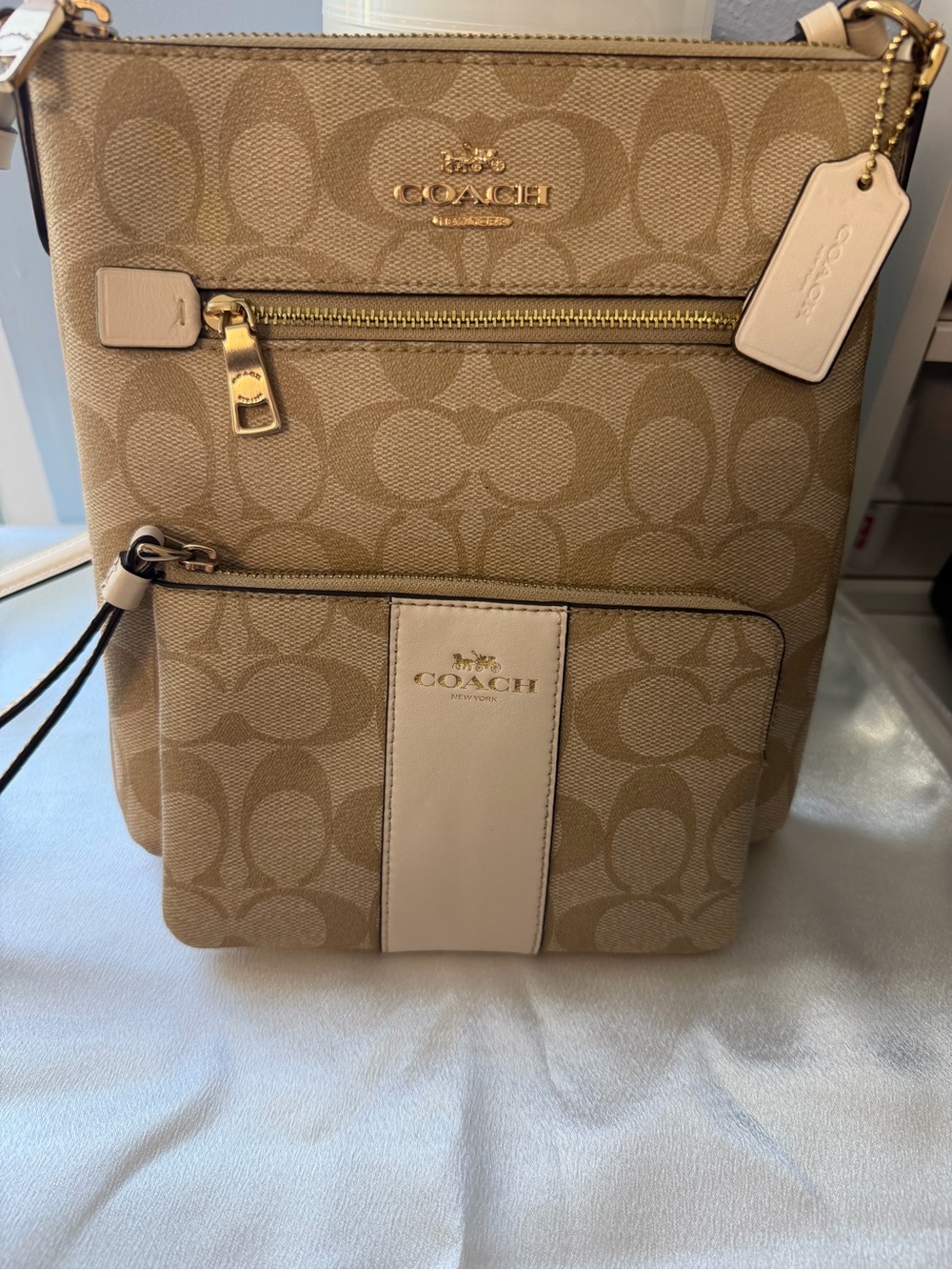 Coach Beige/Tan Signature Crossbody Messenger